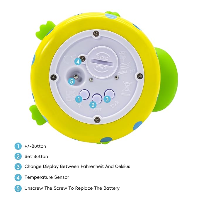 b&h Baby Bath Thermometer Frog - Easy to Read Display | BPA-Free| Fahrenheit or Celsius | Digital Water Temperature Thermometer for Newborns & Infants, Safe Floating Bath Toy