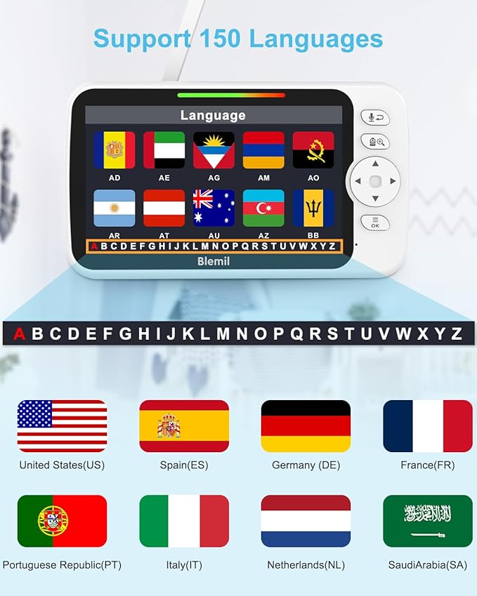 Upgrade Video Baby Monitor with Camera and Audio 6" Large Screen, 35-Hrs Battery, No WiFi Baby Monitor, Remote Pan/Tilt/Zoom Camera, 2-Way Talk, Night Vision, Temperature, 1000ft Range