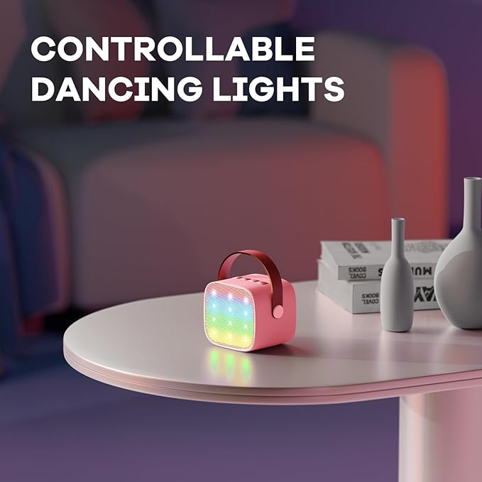 YLL Mini Karaoke Machine for Kids Adults, Portable Bluetooth Speaker with 2 Wireless Microphones, Most Popular Toys Birthday Gifts for Girls 4, 5, 6, 7, 8, 9, 10, 11, 12+ Years Old Toddler Teens(Rose)