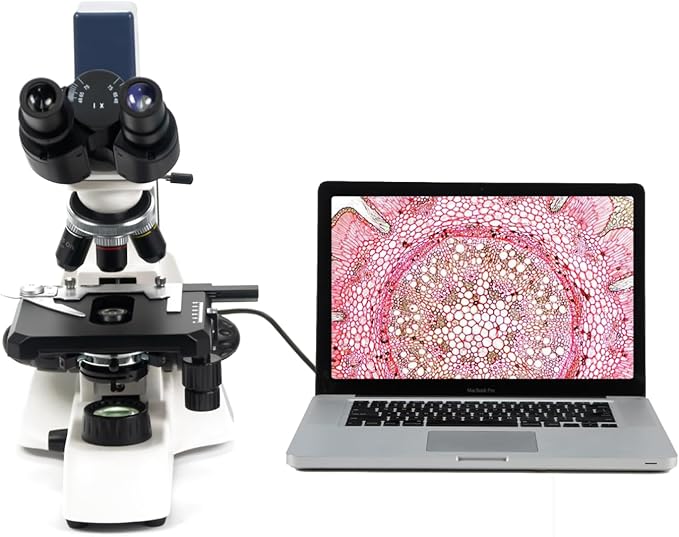 SWIFT Student Professional LED Binocular Compound Microscope with a Built-in 3MP Digital Camera,Siedentopf Head,Research-Grade,Mechanical Stage,Ultra-Precise Focusing,3W LED for Adults Lab