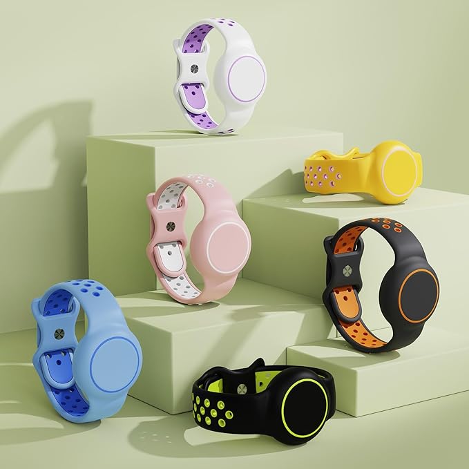 Waterproof Bracelet Compatible with AirTag for Kids (2 Pack), Protective Case GPS Tracker Holder for Child with Full Coverage Hidden Design, Soft Silicone Anti-Lost Wristband Cover for Toddler BWPW