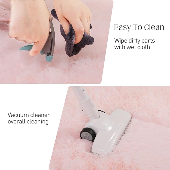 Soft 5x7 Pink Rug, Fluffy Area Rugs for Living Room, Plush Area Rugs for Bedroom, Non-Slip Indoor Carpet for Nursery, Study Room, Kids Room, Room Decor