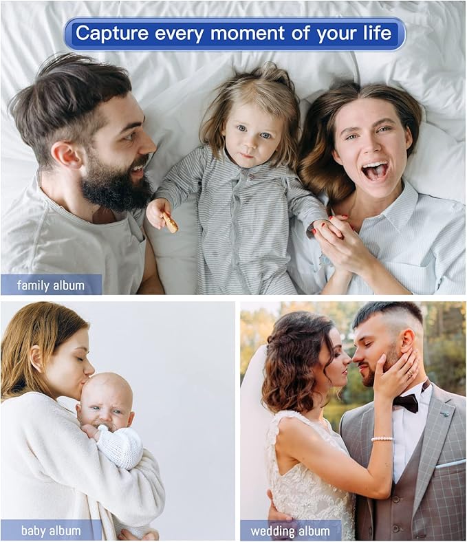 popotop Photo Album Self Adhesive with Picture Display Window,40 Pages DIY Scrapbooking Supplies Kit for 4x6 10x12 Picture,Linen Cover Memory Book for Baby Wedding, with Scraper and Metallic Pen