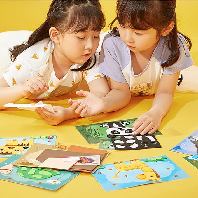 Lovyan 3D EVA Foam Stickers for Toddlers 12PCS Sticky Foam DIY Craft Preschool Art Class Drawing Sticker Puzzle Art Kit for Kids Boys Girls (Animals)