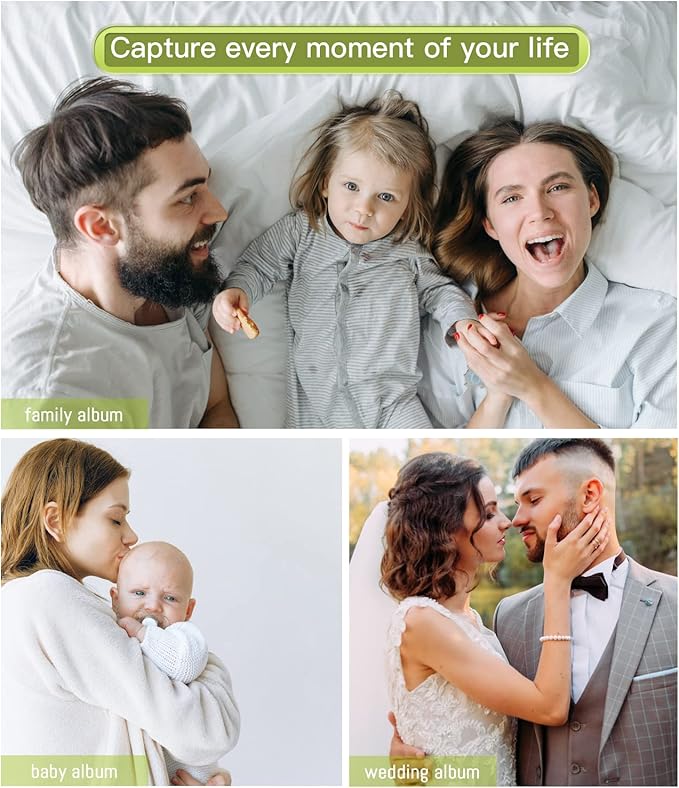 popotop Photo Album Self Adhesive with Picture Display Window,40 Pages DIY Scrapbooking Supplies Kit for 4x6 8x10 Picture,Linen Cover Memory Book for Baby Wedding, with Scraper and Metallic Pen