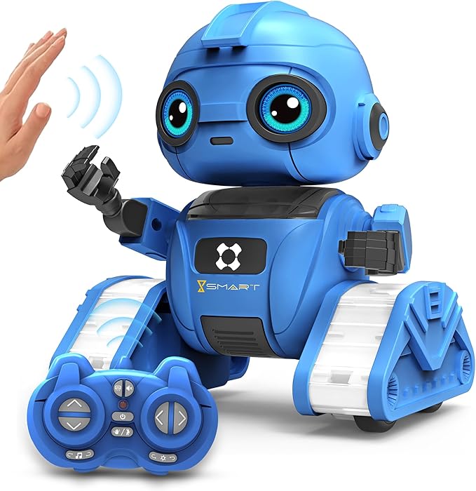 Robot Toys for Boys and Girls, Rechargeable Remote Control Robot with Auto-Demonstration, Light Projection, Dance Moves, Music, and Gesture Sensing –Toy Robot Gifts for 3,4,5,6 Year old Boys (Blue)