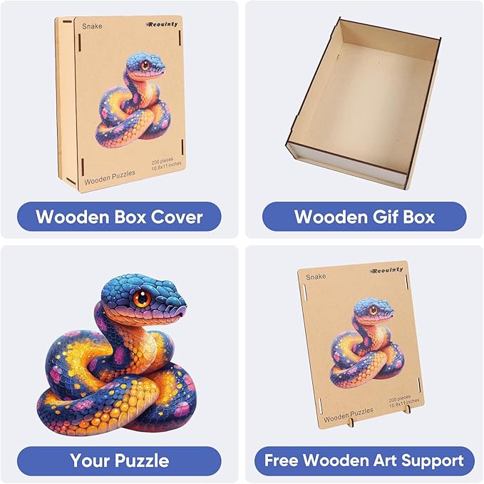 Wooden Puzzle for Adults, Snake Wooden Jigsaw Puzzles(16.6 * 16.9in-500pcs), Unique Shape Animal Adult Puzzles,Irregular Wood Puzzles Best Gift for Adults and Kids Family Game