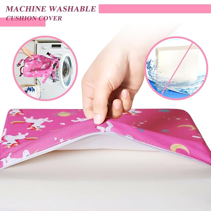 Toddler Booster Seat for Dining Table, Stronger Support Booster Seat for Table Washable 2 Safer Straps Non-Slip Bottom Portable for Kids Baby Increasing Cushion for Travel Home