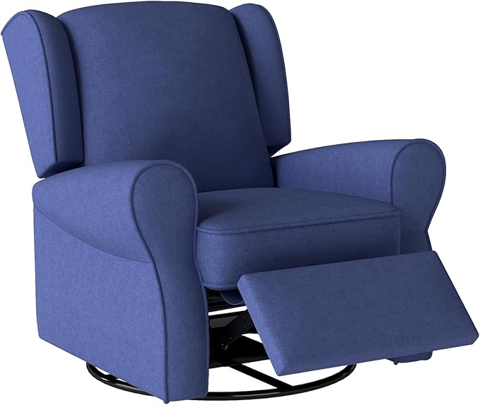 Swivel Rocker Recliner Chair, Nursery Glider Chair, Nursery Rocking Chairs, Manual Reclining Chair, Blue