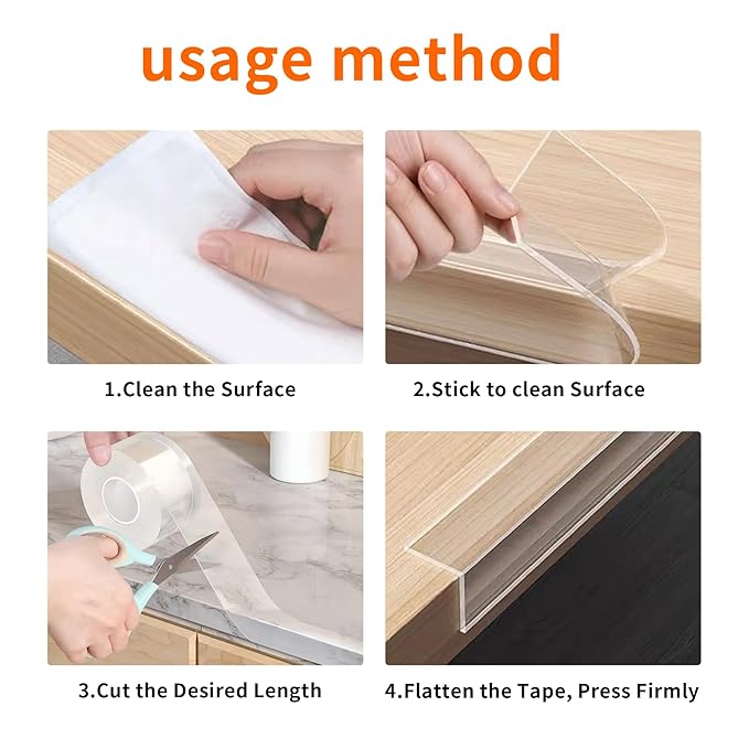 3Pack Baby Proofing Edge Protector for Baby,1.57in x 9.84ft,Clear Edge Protector Strip Sharp Edge Wrap Cover Tape,Corner Bumpers for Furniture,Crib Rail Covers for Teething