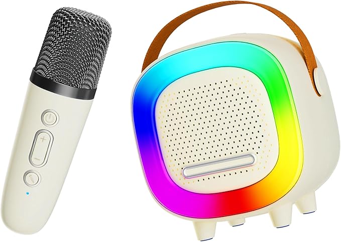 Mini Karaoke Machine Speaker for Kids Adults, Portable Bluetooth with 2 Wireless Microphones, Children's Day Birthday Gift Ideas for Toys for Teens Boys and Girls Aged 4, 5, 6, 7, 8, 9, 10, 11, 12+