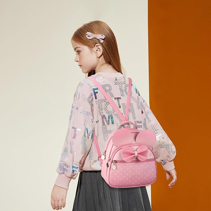 KL928 Girls Bowknot Polka Dot Cute Mini Backpack Small Daypacks Convertible Shoulder Bag Purse for Women