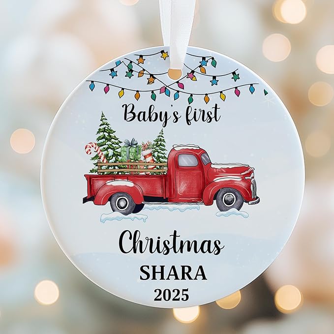 Personalized Baby First Christmas Ornament 2025 - Custom Ornament for New Baby - Babies Name Keepsake - Sweet Gift for Parents - Newborn, New Mom, Dad Gifts On Christmas, Birthday
