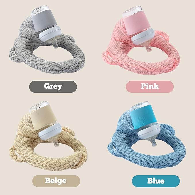 Bottle Holder Pillow, Plush Feeding Support Pad - Relieve Hand & Wrist Soreness, Adjustable Nursing Pillow, Blue