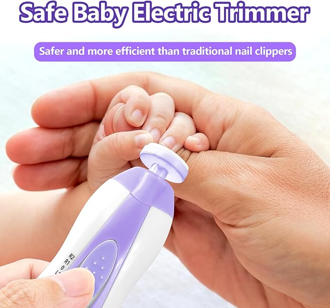 Baby Nail Trimmer Electric, 6 in 1 Rechargeable Baby Nail Clippers Manicure Set Grooming Kit for Toddler Infant or Adults (Purple)