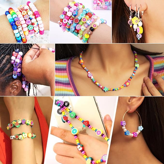 2480pcs Easter Polymer Clay Beads Bracelet Making kit, 24 Style Cute Fun Beads Charms for Jewelry Necklace Earring Making DIY Accessories for Women Girls