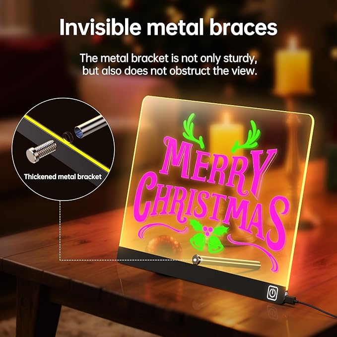 lumiboard led Drawing Board Message Board with Lights for Drawing Creative Advertising Board for Writing Drawing Note Taking Advertising Display Glow-in-The-Dark Acrylic (11.8 * 7.9 inches) Kids Gift