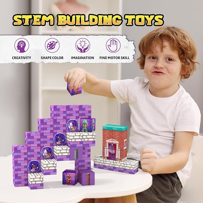 Magnetic Blocks,Building Toys for Kids, Dinosaur Adventure Magnet Building Cubes, Sensory Montessori Toys for 3+ Year Old Boys & Girls, Ideal Gifts for Ages 5-7 8-13, with ASMR Sounds and Clicking