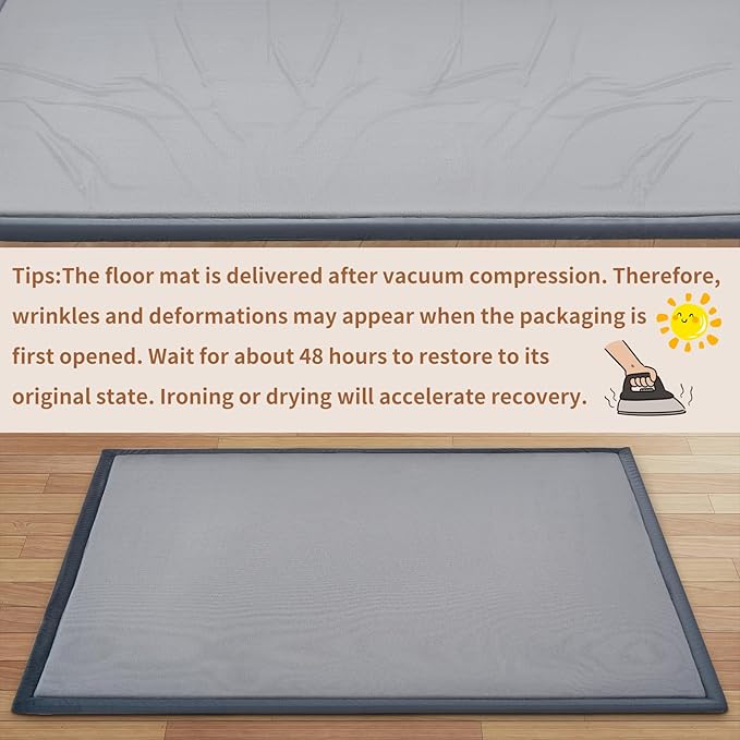 SUNYRISY Baby Play Mat for Floor 60 x 60in, 1.4in Thick Memory Foam Padded Play Mats for Baby, Soft Velvet Infants Toddler Kids Crawling Mat for Nursery, Non-Slip Bottom