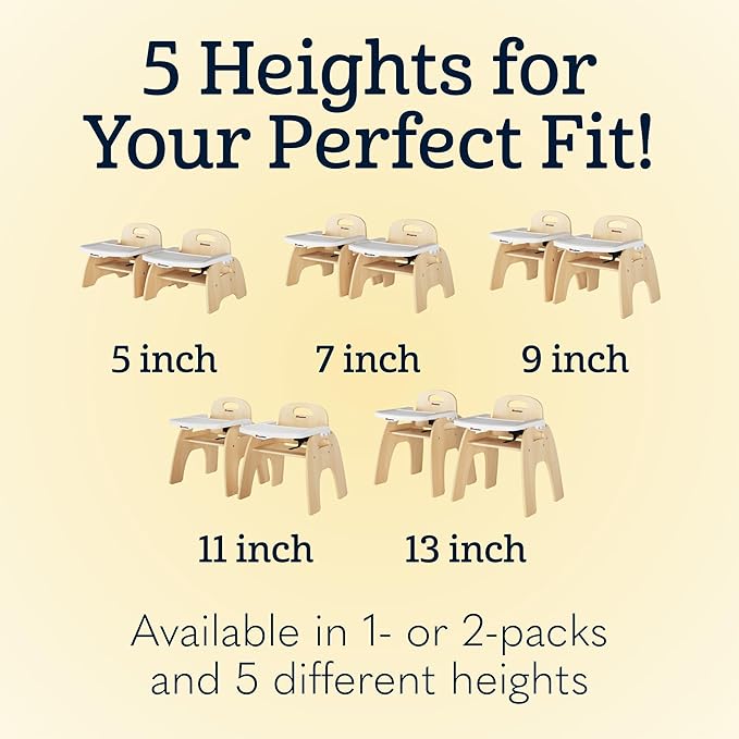 Foundations Easy Serve 13" Wood Feeding Chair for Toddlers, Adjustable Harness, Removable Dishwasher Safe Tray, “No Tip” Base, Baltic Birch Plywood