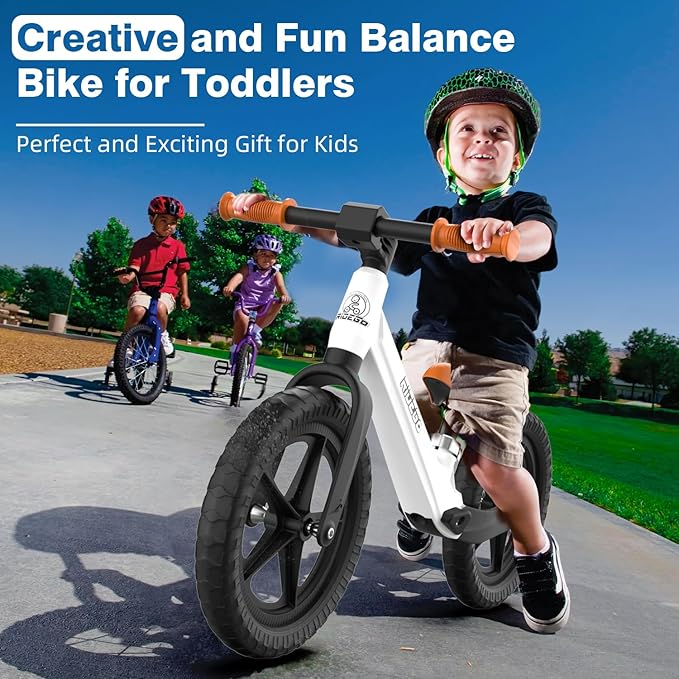 Ridego 12 or 14 Inch Balance Bike for Kids 2-6 Year Old,Lightweight Kids Bike with Adjustable Seat, Push Bicycle with Air Rubber Tires,Ride-on Toys Birthday Gift