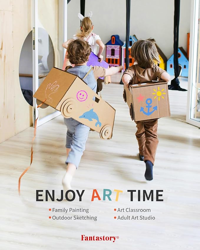 fantastory Tempera Paint for Kids 32 Colors (2 oz Each) Washable Tempera Paint, Kids Poster Paint Sponge Painting, Non-Toxic Kids Paint Finger Paints Hand Paints Bottles Early Learning