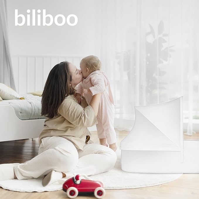 Premium Portable Baby Lounger Nest – Foldable Travel Bassinet for Newborn & Infant with Mesh Canopy, 2 Toys, Waterproof Mattress & Removable Cover – White