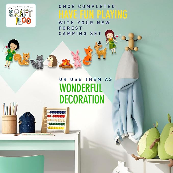 CRAFTILOO Woodland Sewing Kit for Kids, Fun and Educational Fairytale Craft Set for Boys and Girls Age 8-12, Sew Your Own Felt Forest Animal Craft Kit for Beginners