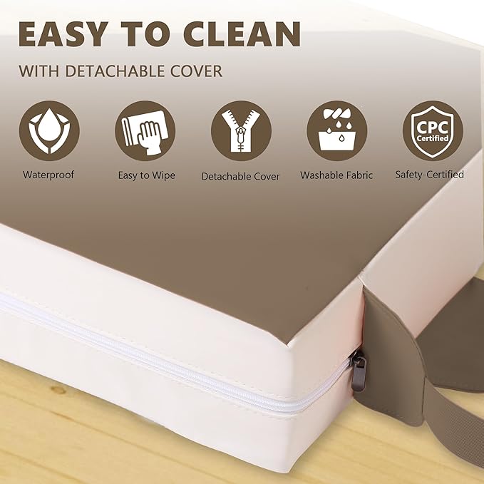 Booster Seat for Kitchen Chair with Adjustable Straps, Toddler Booster Seats for Dining Table Portable for Travel Camping Eating, Booster Cushion for Table for Baby Child Infant Kid Boy Girl