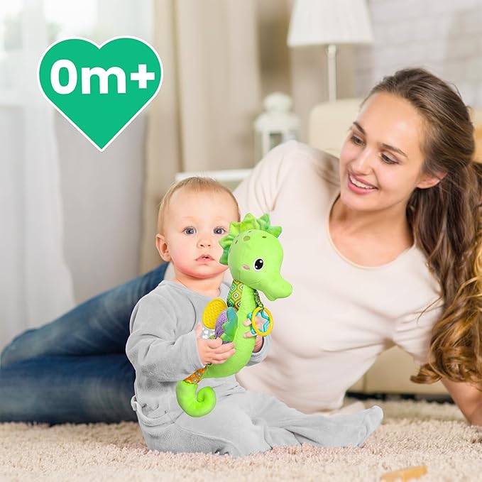 Sumobaby Infant Baby Musical Stuffed Animal Activity Soft Toys with Multi-Sensory Crinkle, Rattle and Textures, for Tummy Time Newborn 0-3-6-12 Months Boys, Girls, Seahorses, Green