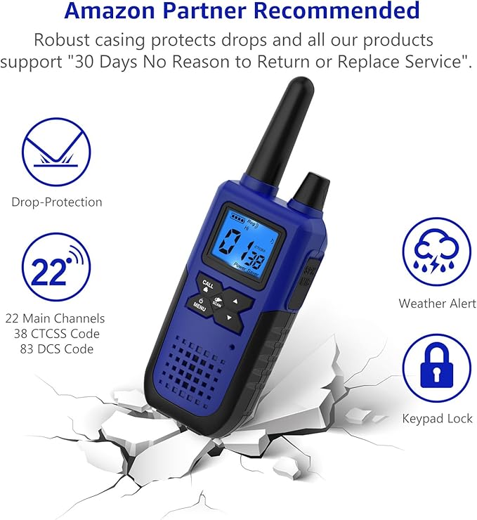Walkie Talkies Rechargeable for Adults Long Range with NOAA Weather Alert, Multi-Purpose 2 Way Radios 4 Pack for Team Work Seniors Care Kids Adventure Family Camping Hiking Skiing Cruise
