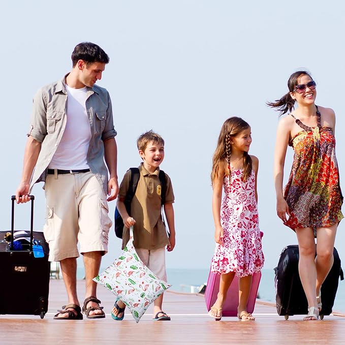 Shappy 2 Pcs Large Travel Laundry Bag Washable Waterproof Wet Dry Large Dirty Clothes Bag Bathing Workout(Flamingo Style)