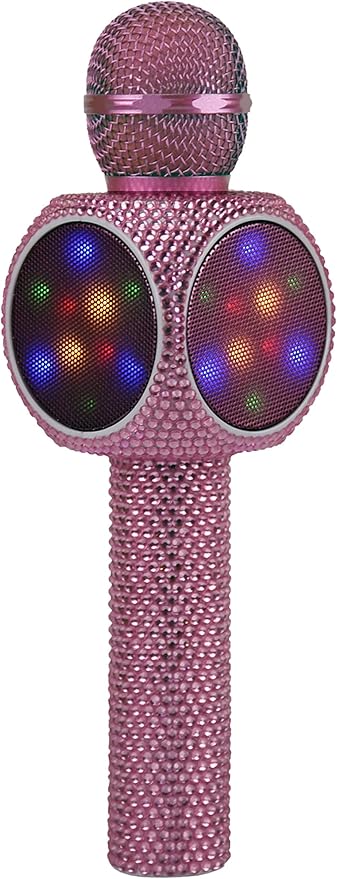 Sing-Along Bling Bluetooth Karaoke Microphone and Bluetooth Stereo Speaker All-in-One (Pink Bling)