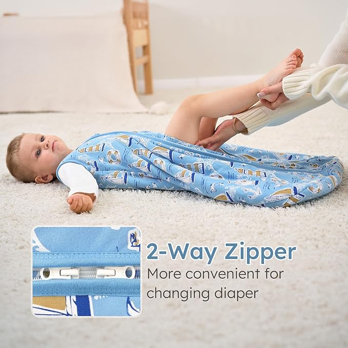 Yoofoss Baby Sleep Sack 12-18 Months, 1.5 Tog Baby Wearable Blanket with 2-Way Zipper, 100% Cotton Organic Fabric Winter Infant Sleeping Sack, Warm Soft Comfy