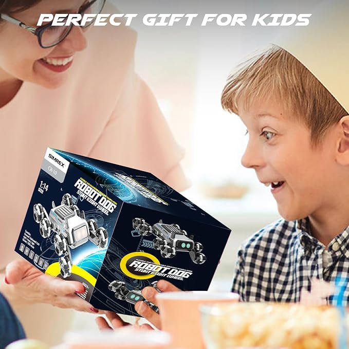 Robot Dog RC Stunt Car Toys - Gesture Sensing Remote Control car with Mecanum Wheels, LED Eyes, 3 Sound Effects, Birthday Gift for Kids Boys Girls