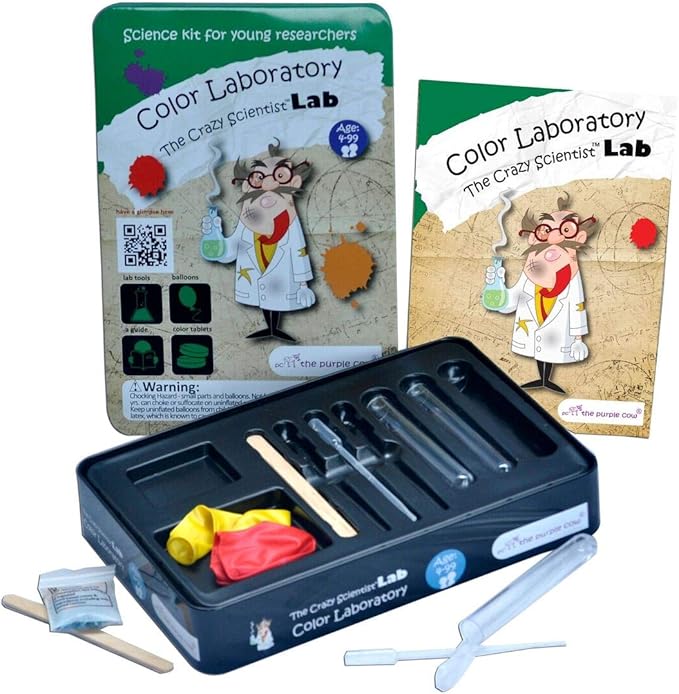The Purple Cow Crazy Scientist Color Laboratoty - Science Kits for Young Researchers. for Learning & Education - STEM Educational Games for Kids, Boys & Girls, with Instructions