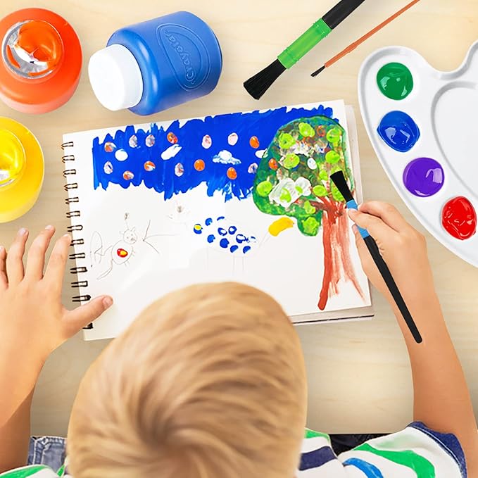 Kids Painting Set, Washable Paint for Kids 10 Colors, 7 Paintbrushes, Paint Palette, Painting Smock, Non Toxic Tempera Paints 2 oz Each,Paints for Toddlers Gifting Bundle Art, Crafts