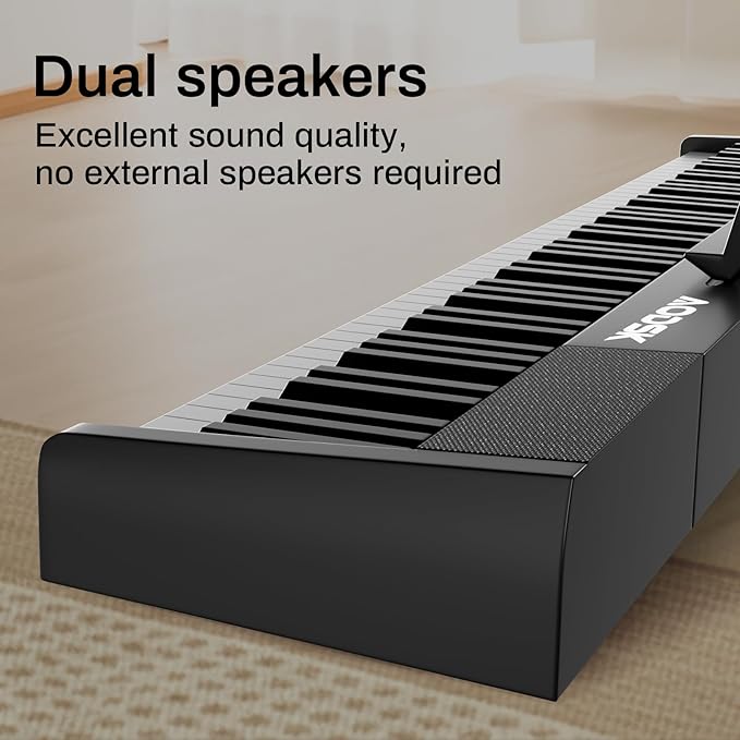 Aodsk 88 Key keyboard piano, Portable Digital Piano with Wooden stand Set for Beginners,128 Tone,128 Rhythm, 20 Demo Song, with Sustain Pedal, Carrying Case, Complimentary Online Piano Lessons