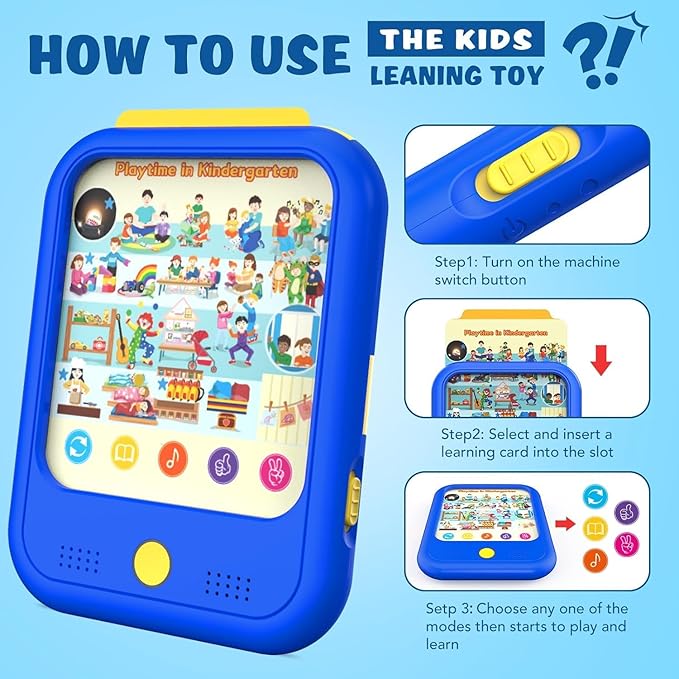 Kids Learning Tablet Educational Learning Pad for Toddlers 2-5 to Learn Alphabets, Numbers, Foods, Time, Music, Talking Cards for Toddlers,Learning Educational Toy Kids Gifts
