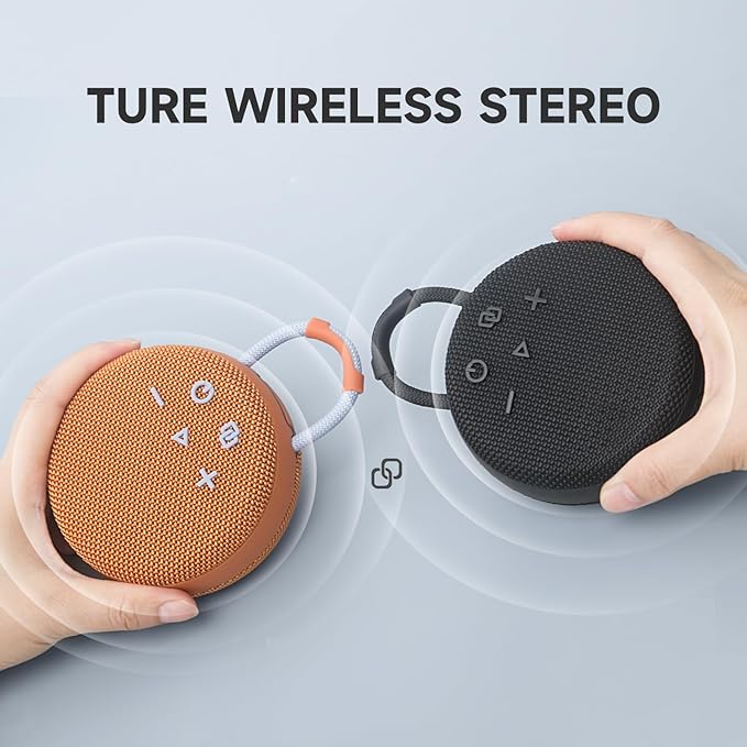 MusiBaby Travel-Ready Mini Speaker – Bluetooth 5.3, Rugged Waterproof Build, Strong Bass for Hiking Trails, Biking Loops, Back-to-School or Holiday Gifting (Yellow)