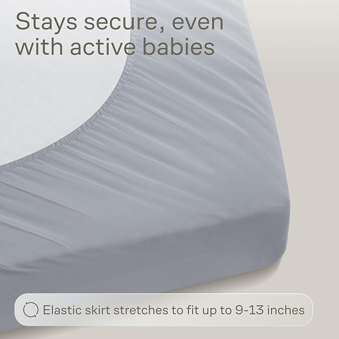Niagara Crib 2 Pack 100% Waterproof Mattress Protector, Soft Breathable Crib Mattress Protector with Deep Pocket, Mattress Pad for Toddler and Baby (52x28, White, Gray) - Viscose Made from Bamboo