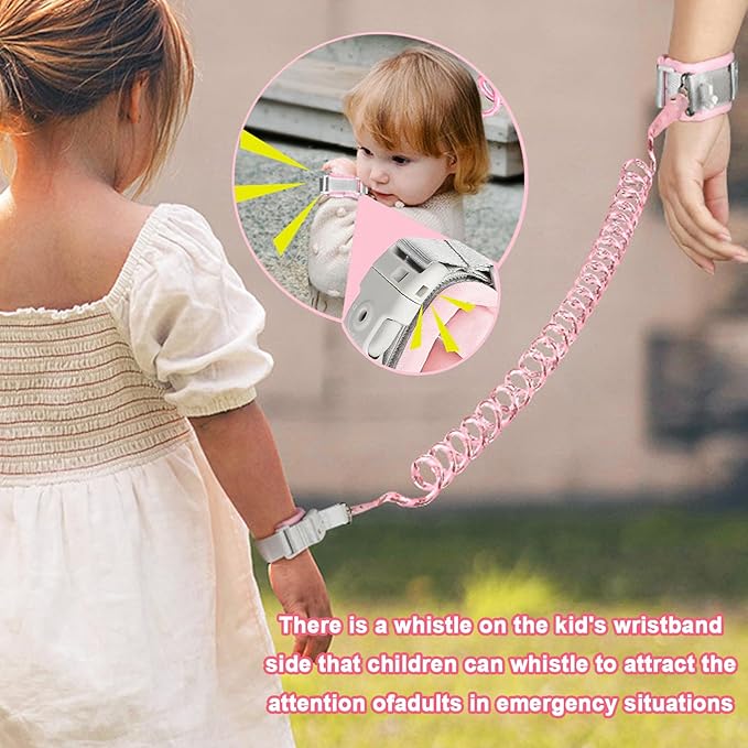 Accmor Reflective Toddler Belt Leash, Anti Lost Wrist Link for Baby, Kid Anti Lost Waist Band Child Leash with Lock for Babies Girls, Child Walking Harness Wristband Rope Tether for Outdoor Travel