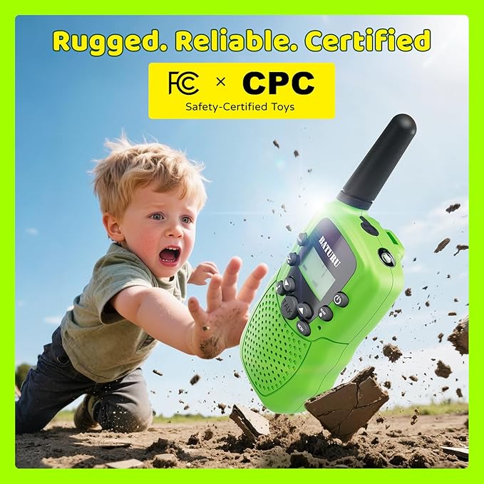 BATURU Walkie Talkies for Kids 3 Miles Long Range, Battery-Saving Walkie Talkie, 22 Channels Kids Walkie Talkies 3 Pack, Outdoor Camping Toys for Girls Boys Age 5-10, Stocking Stuffers for Girls Boys
