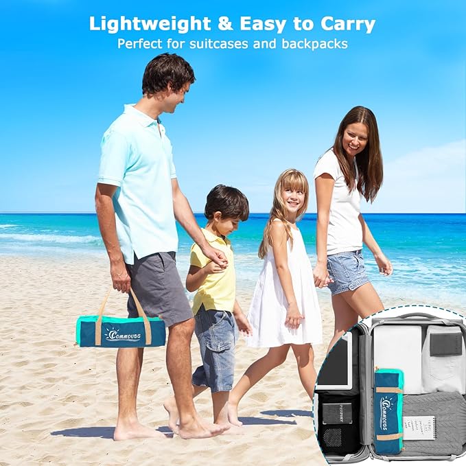 COMMOUDS Beach Tent Sun Shade for 3/4-5/6-7/8-10 Person, UPF 50+ Beach Sun Shelter Canopy Tent, Lightweight, Easy Set Up and Carry