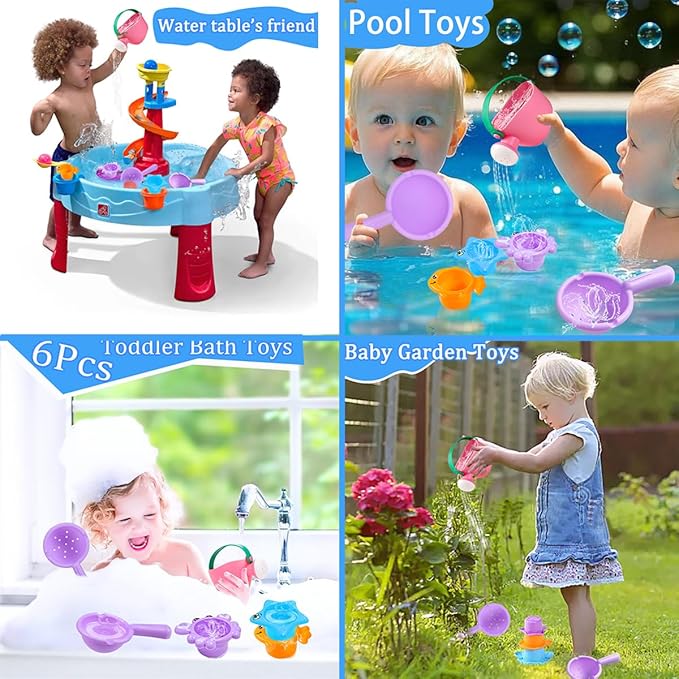 6Pcs Toddler Bath Toys for Kids Ages 1-3 Bath Toys for Babies12-18 Months Water Can Bathtub Toys for Kids Pool Toys Water Table Toys for 1 2 3 4 5 6 Years Old Girls Boys Gift
