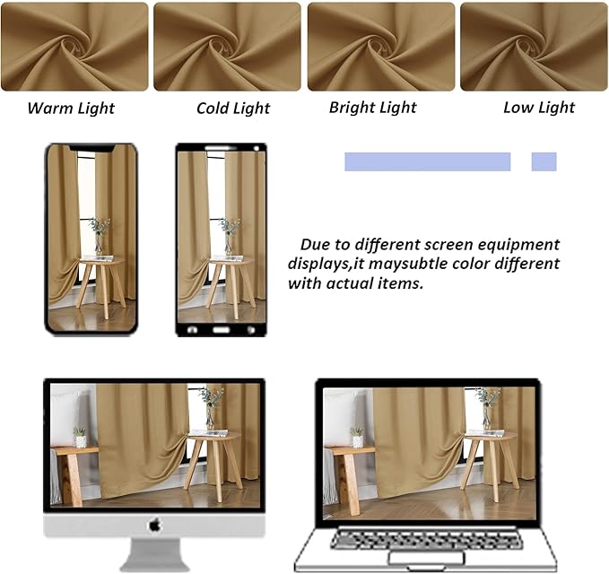 Simplebrand Ava Gold Short 36 Inches Blackout Curtain 2 Panels Set, Half Window Rod Pocket Privacy Curtain Tiers for Kitchen, Curtains Blackout for Bathroom Shades, W40 x L36 Inch, Gold