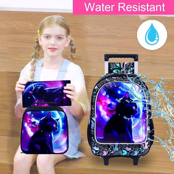 Kids Rolling Backpack for Girls, Roller Wheeled Bookbag - Wheeled Elementary School Bag