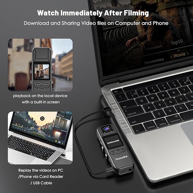 Body Camera with 1.4” Screen Audio and Auto Video Night Vision 1080P FHD Mini Police Wearable Body Worn Cam Portable Small Personal Camcorder Sport Action Outdoor Video Recorder (64GB)