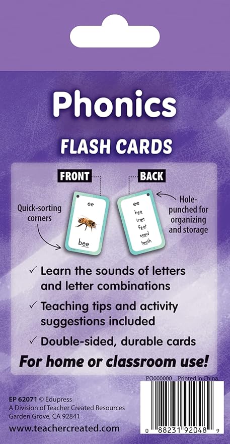 Teacher Created Resources Phonics Flash Cards (EP62071), Medium