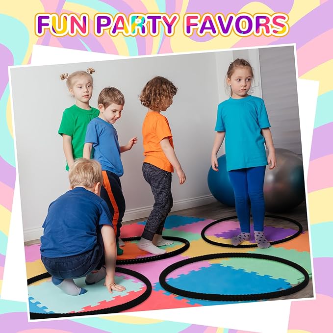 Shappy 6 Pcs Exercise Hoop Detachable Adjustable Plastic Toy Playground Toys Colored Hoop Circles for Teens Games Gymnastics Dog Agility Equipment Party Decor